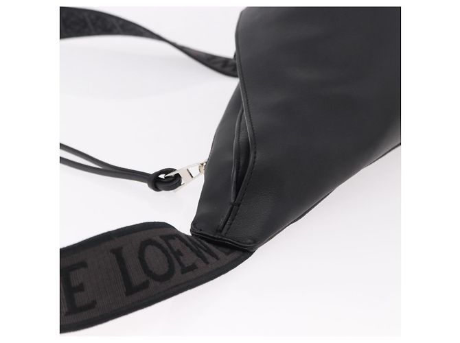 LOEWE Anton Schultertasche aus Leder Schwarz Silber Auth SW2640SM - Ansicht 6