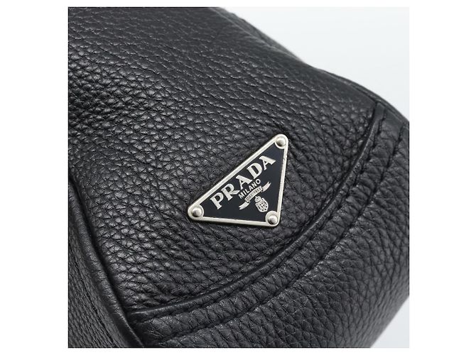 Borsa PRADA in pelle nera argento Auth 191866V Nero - vista 17
