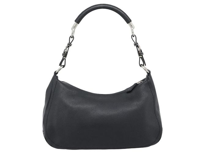 Borsa PRADA in pelle nera argento Auth 191866V Nero - vista 2