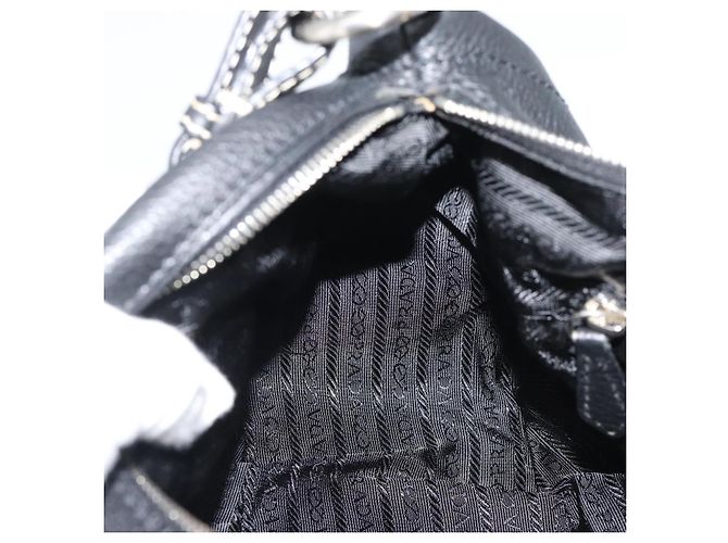 Borsa PRADA in pelle nera argento Auth 191866V Nero - vista 21