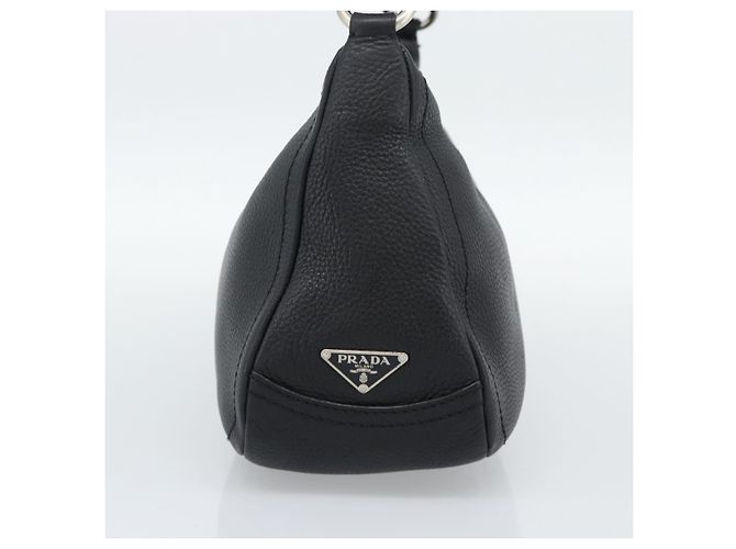 Borsa PRADA in pelle nera argento Auth 191866V Nero - vista 3