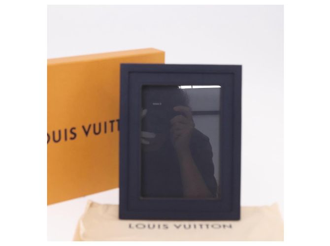 LOUIS VUITTON Cadre Photo Henri MM Cuir Navy R98155 Auth SW2644M Bleu Marine - vue 12