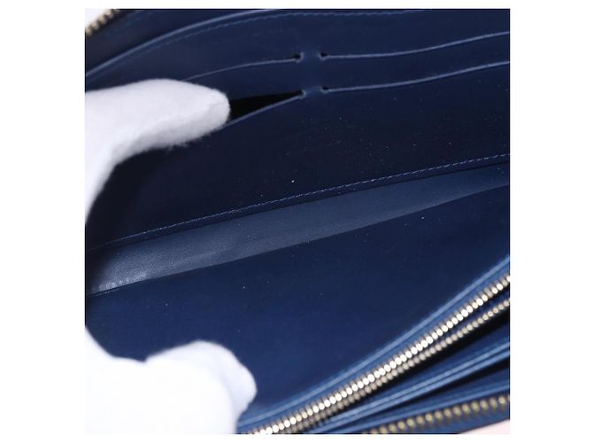 LOUIS VUITTON Monogram Vernis Zippy Long Wallet Grand blue M90047 Auth BA14414 Azul - vista 19