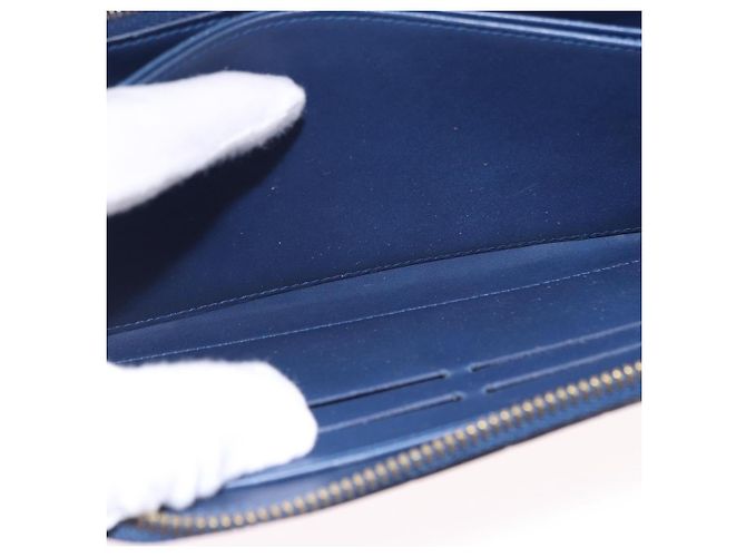 LOUIS VUITTON Monogram Vernis Zippy Long Wallet Grand blue M90047 Auth BA14414 Azul - vista 21
