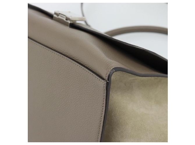 Céline Borsa Trapeze CELINE in pelle 2way Grigio Argento Auth 192250V Marrone - vista 16