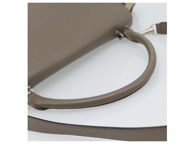 Céline Borsa Trapeze CELINE in pelle 2way Grigio Argento Auth 192250V Marrone - vista 7