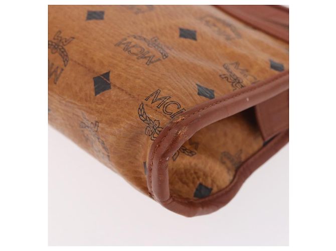 Clutch MCM Logogram Vicetos in pelle PVC Marrone Oro Auth gh2154 D'oro - vista 14