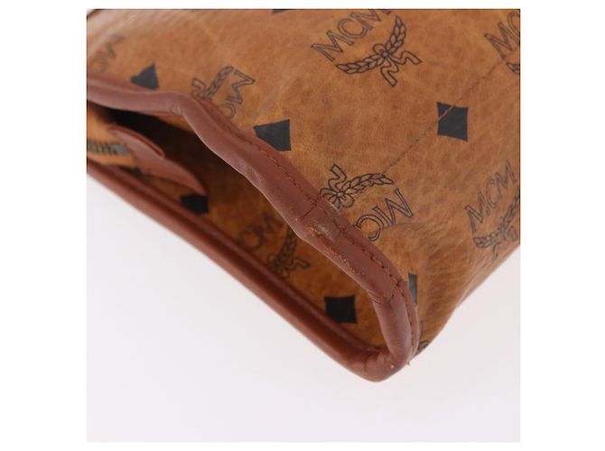 Clutch MCM Logogram Vicetos in pelle PVC Marrone Oro Auth gh2154 D'oro - vista 15