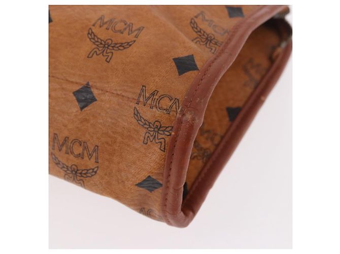 Clutch MCM Logogram Vicetos in pelle PVC Marrone Oro Auth gh2154 D'oro - vista 16
