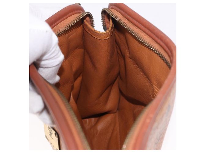 Clutch MCM Logogram Vicetos in pelle PVC Marrone Oro Auth gh2154 D'oro - vista 19