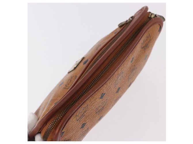 Clutch MCM Logogram Vicetos in pelle PVC Marrone Oro Auth gh2154 D'oro - vista 5