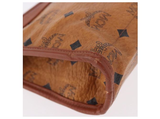 Clutch MCM Logogram Vicetos in pelle PVC Marrone Oro Auth gh2154 D'oro - vista 7