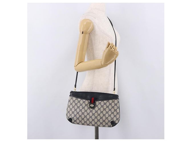 Borsa a tracolla GUCCI GG Supreme Sherry Line PVC Blu Navy Oro 39 02 026 Auth ep15125 D'oro - vista 22