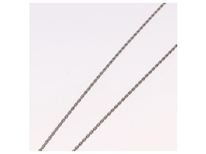 Collana Christian Dior con logo a cerchio di corda in metallo argento Auth SW2521 - view 11