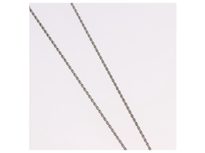 Collana Christian Dior con logo a cerchio di corda in metallo argento Auth SW2521 - view 5