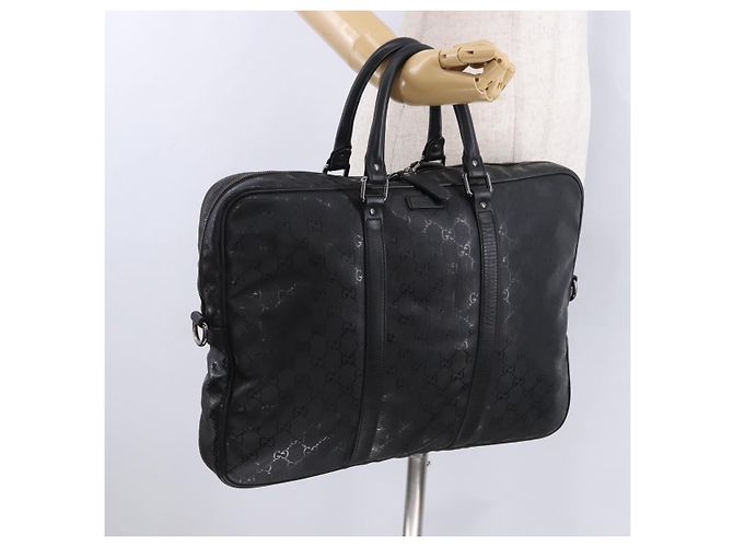 GUCCI GG implementation Business Bag PVC Silver Black 201480 Auth ka5257 Nero Argento - vista 23
