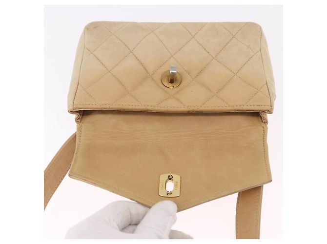 CHANEL Marsupio Matelasse in pelle di agnello Beige Oro CC Auth bs36144 D'oro - vista 10