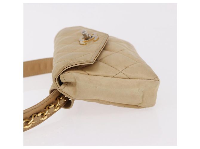 CHANEL Marsupio Matelasse in pelle di agnello Beige Oro CC Auth bs36144 D'oro - vista 4