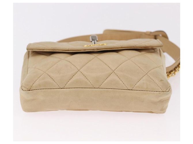 CHANEL Marsupio Matelasse in pelle di agnello Beige Oro CC Auth bs36144 D'oro - vista 5