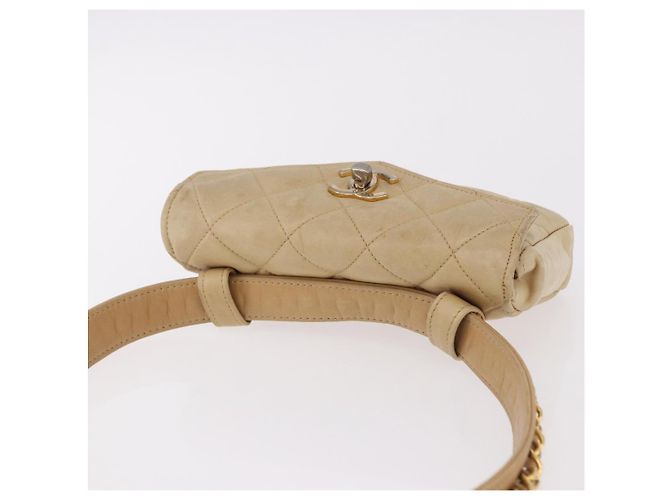 CHANEL Marsupio Matelasse in pelle di agnello Beige Oro CC Auth bs36144 D'oro - vista 6