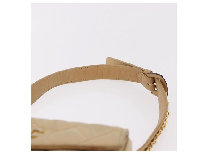 CHANEL Marsupio Matelasse in pelle di agnello Beige Oro CC Auth bs36144 D'oro - vista 8