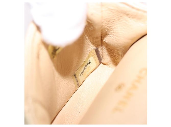 CHANEL Mini Mini Matelasse Charm Lamb Skin Beige CC Auth bs36151 - vista 12