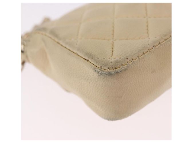 CHANEL Mini Mini Matelasse Charm Lamb Skin Beige CC Auth bs36151 - vista 15