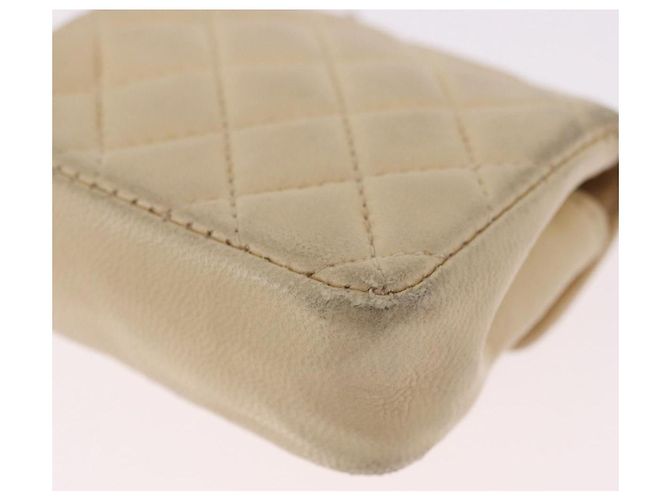 CHANEL Mini Mini Matelasse Charm Lamb Skin Beige CC Auth bs36151 - vista 16