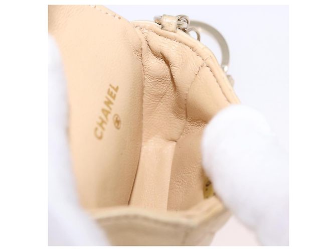 CHANEL Mini Mini Matelasse Charm Lamb Skin Beige CC Auth bs36151 - vista 18
