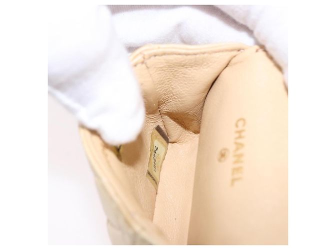 CHANEL Mini Mini Matelasse Charm Lamb Skin Beige CC Auth bs36151 - vista 19