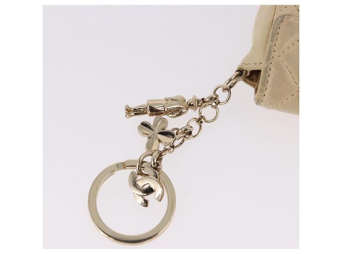 CHANEL Mini Mini Matelasse Charm Lamb Skin Beige CC Auth bs36151 - vista 7