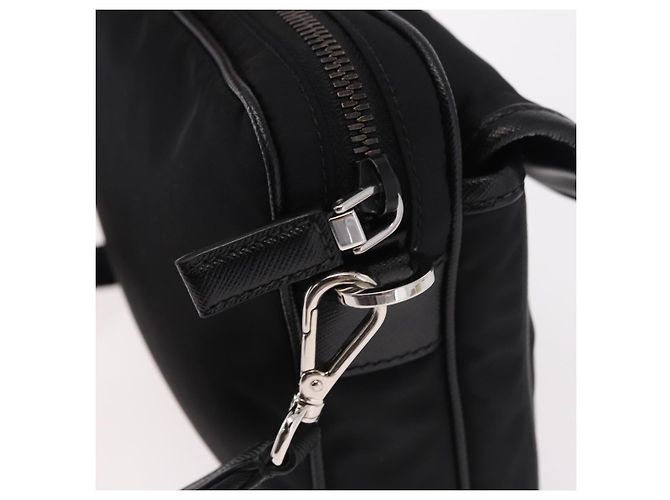 Borsa a Spalla PRADA Nylon Nero Argento Auth SW2639M - vista 10