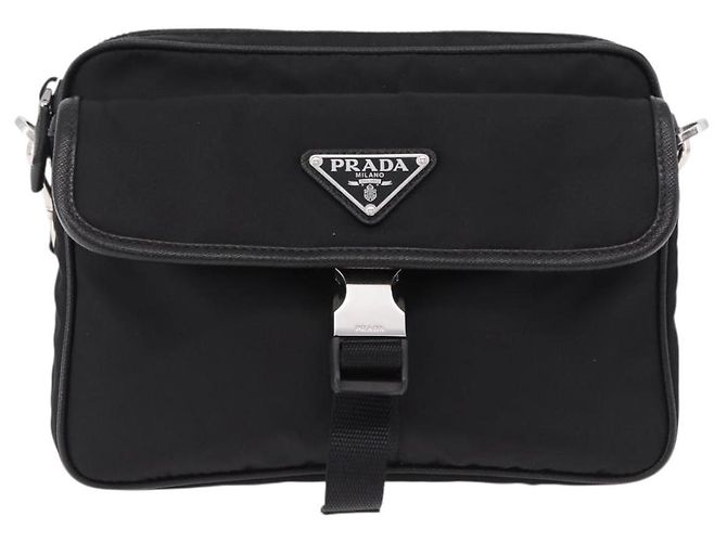 Borsa a Spalla PRADA Nylon Nero Argento Auth SW2639M - vista 13