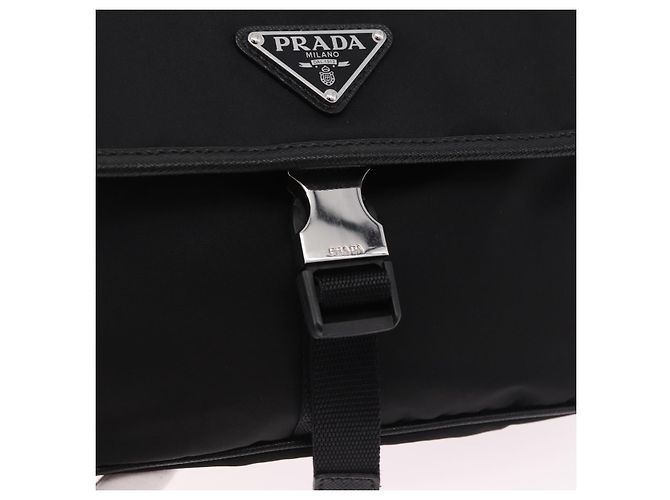 Borsa a Spalla PRADA Nylon Nero Argento Auth SW2639M - vista 17