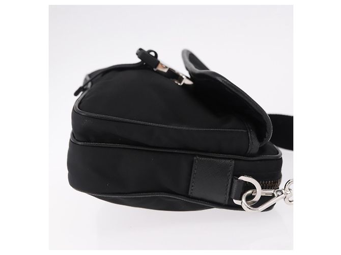 Borsa a Spalla PRADA Nylon Nero Argento Auth SW2639M - vista 3