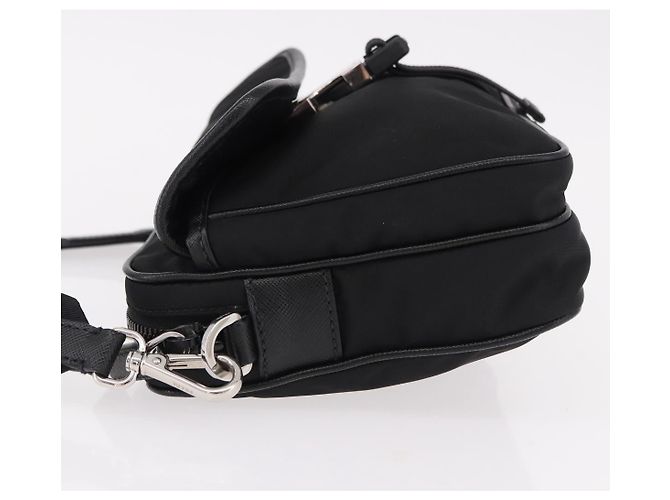 Borsa a Spalla PRADA Nylon Nero Argento Auth SW2639M - vista 4