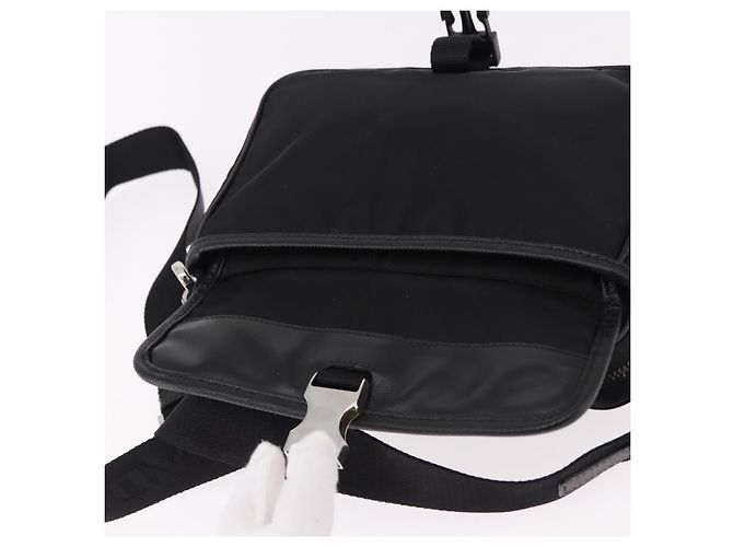 Borsa a Spalla PRADA Nylon Nero Argento Auth SW2639M - vista 9