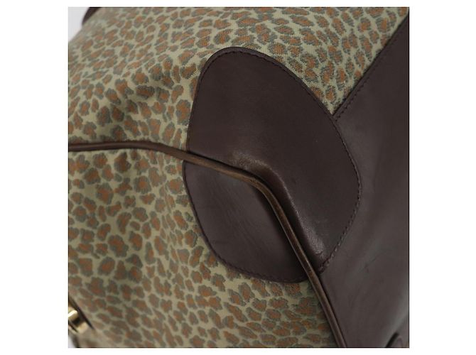 Borsa Boston BOTTEGA VENETA con motivo leopardato in tela beige e oro Auth 188600A D'oro - vista 14