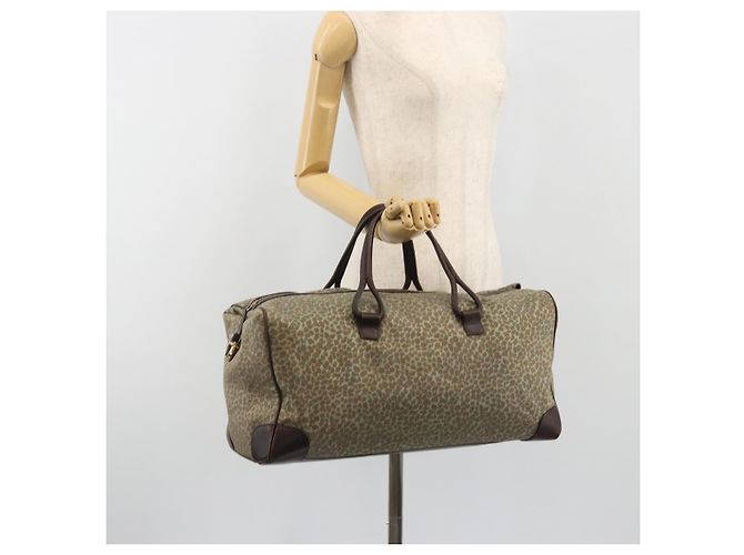 Borsa Boston BOTTEGA VENETA con motivo leopardato in tela beige e oro Auth 188600A D'oro - vista 21