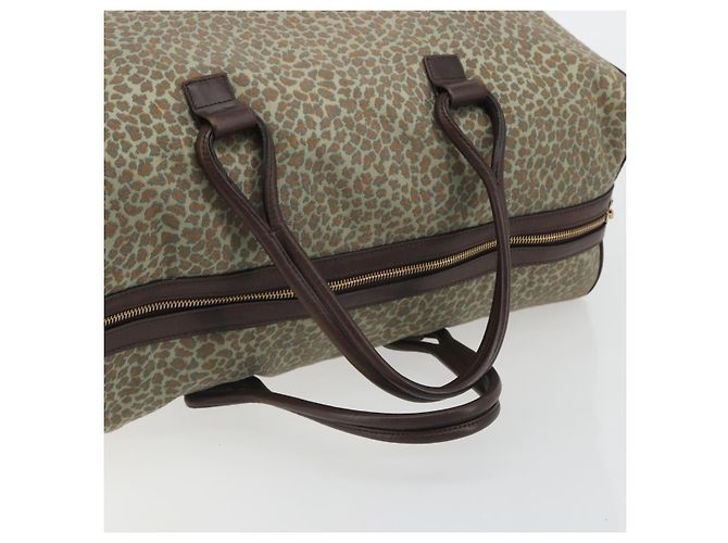 Borsa Boston BOTTEGA VENETA con motivo leopardato in tela beige e oro Auth 188600A D'oro - vista 7