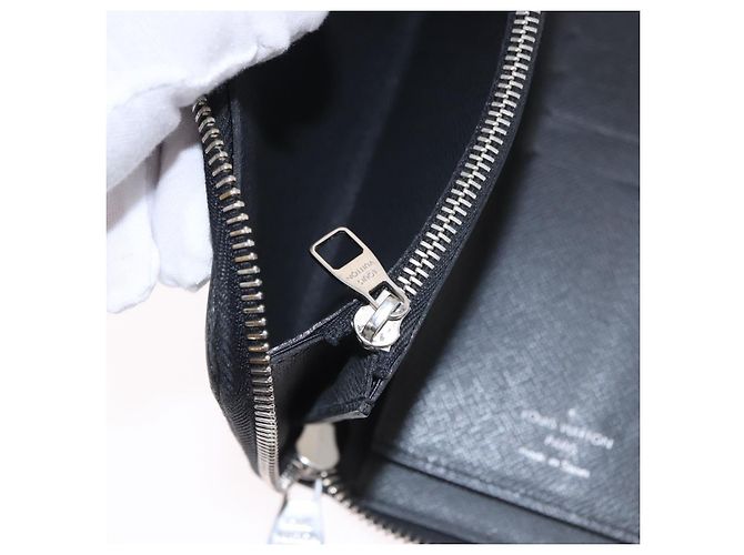 LOUIS VUITTON Taiga Zippy Wallet Cartera Vertical Ardoise M32822 LV Auth BA14417 Gris - vista 10