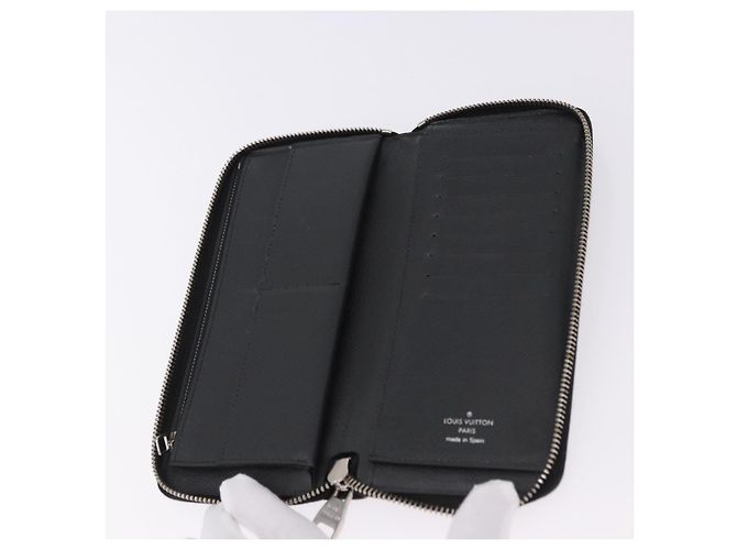 LOUIS VUITTON Taiga Zippy Wallet Cartera Vertical Ardoise M32822 LV Auth BA14417 Gris - vista 9