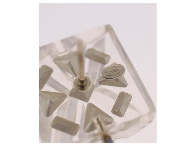 Pendientes CHANEL Crystal COCO Mark Metal Clear Silver CC Auth SW2655SAM Plata - vista 10