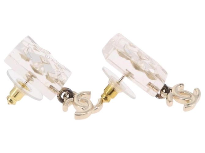 Pendientes CHANEL Crystal COCO Mark Metal Clear Silver CC Auth SW2655SAM Plata - vista 12