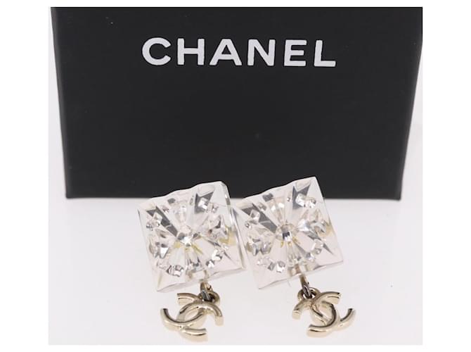 Pendientes CHANEL Crystal COCO Mark Metal Clear Silver CC Auth SW2655SAM Plata - vista 13