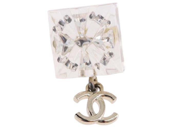 Pendientes CHANEL Crystal COCO Mark Metal Clear Silver CC Auth SW2655SAM Plata - vista 3