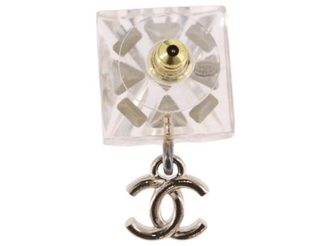 Pendientes CHANEL Crystal COCO Mark Metal Clear Silver CC Auth SW2655SAM Plata - vista 4