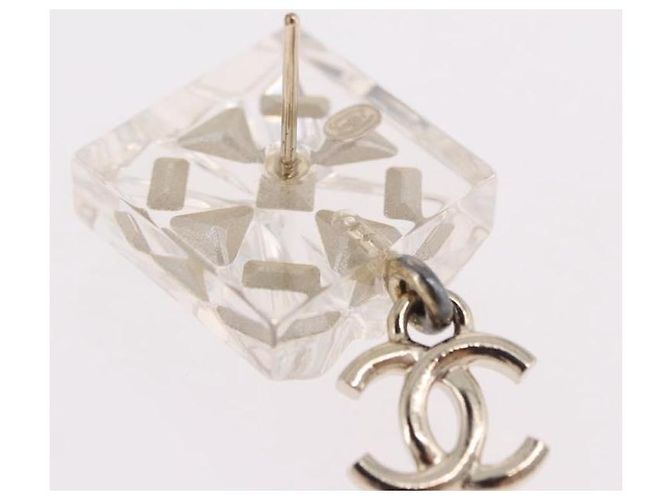 Pendientes CHANEL Crystal COCO Mark Metal Clear Silver CC Auth SW2655SAM Plata - vista 5