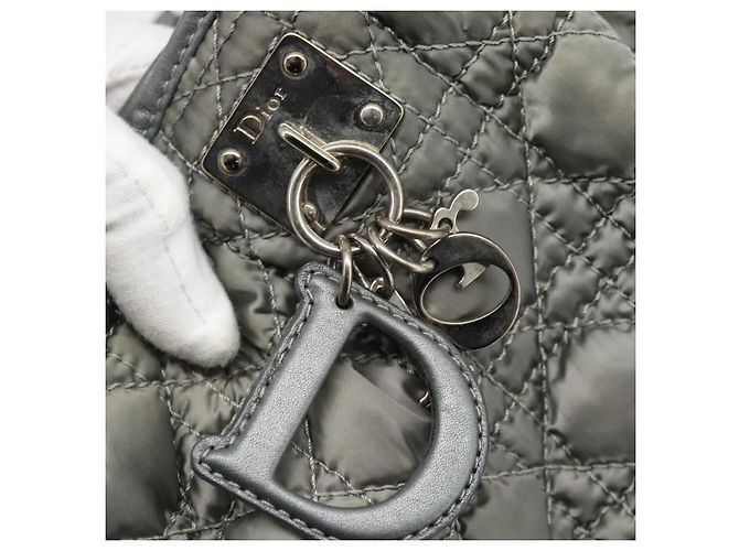 Borsa a tracolla Christian Dior Canage Nylon Grigio Argento Auth ep15322 Marrone - vista 9