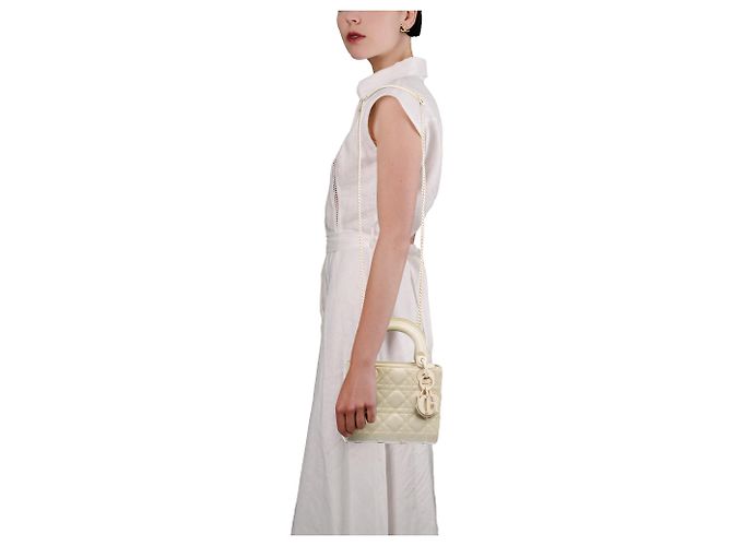 Borsa DIOR Lady Dior in Pelle Beige - 103758 - vista 12